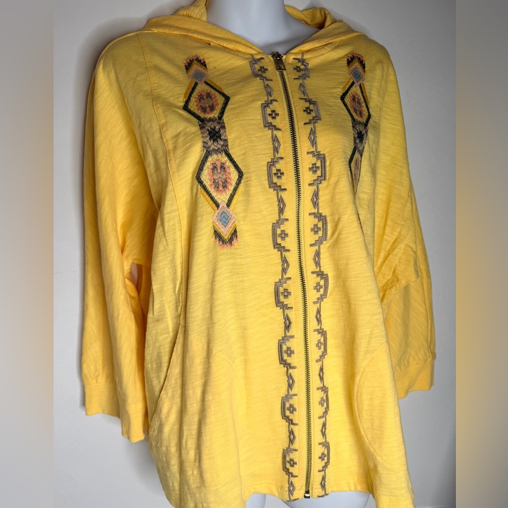 Chico’s Zenergy Geo Embroidered Jacket Sunshine Yellow Size 2 NWT